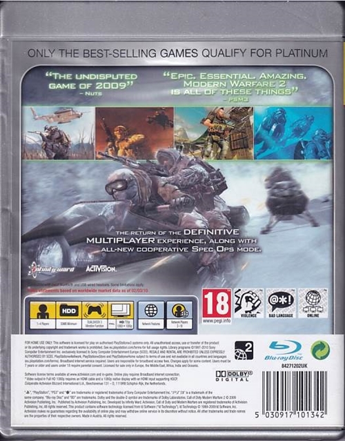 Call of Duty Modern Warfare 2 - PS3 Platinum (B Grade) (Genbrug)
